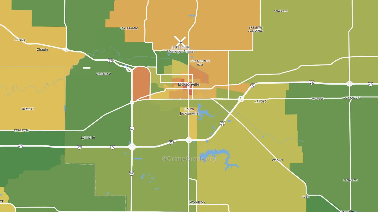Morgan County, IL Map of Murder Rates