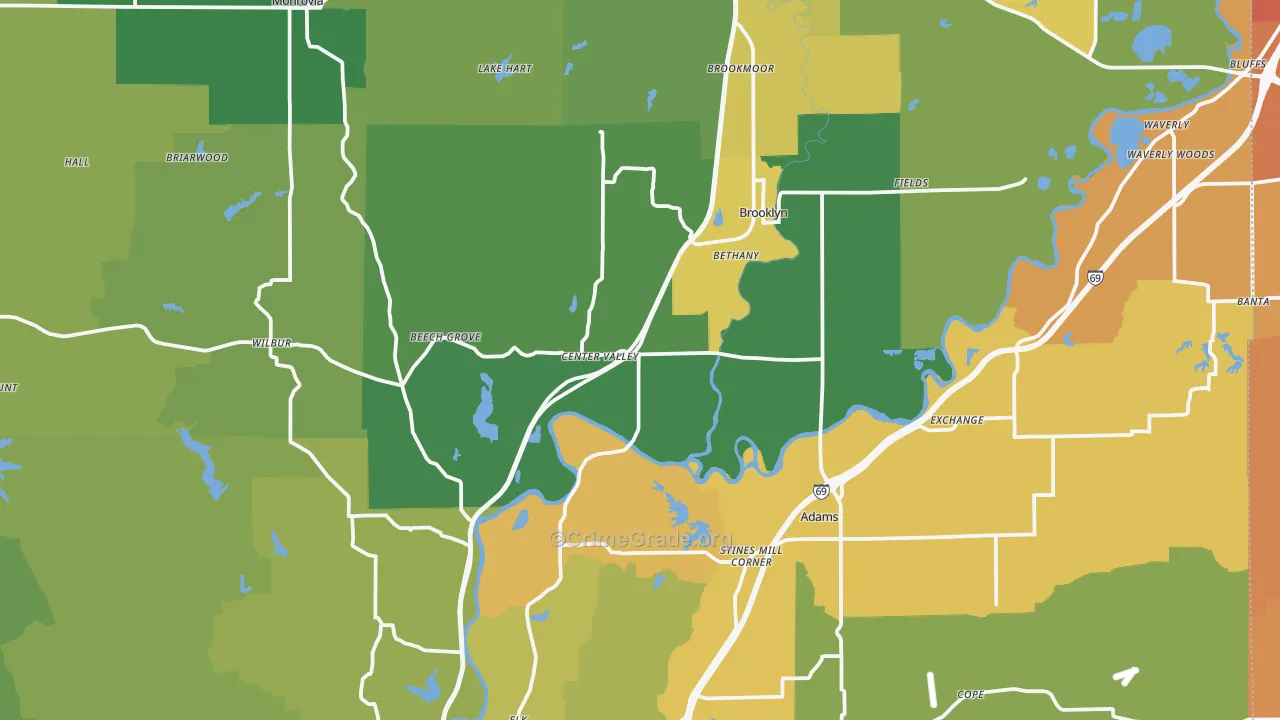 Morgan County, IN Map of Murder Rates