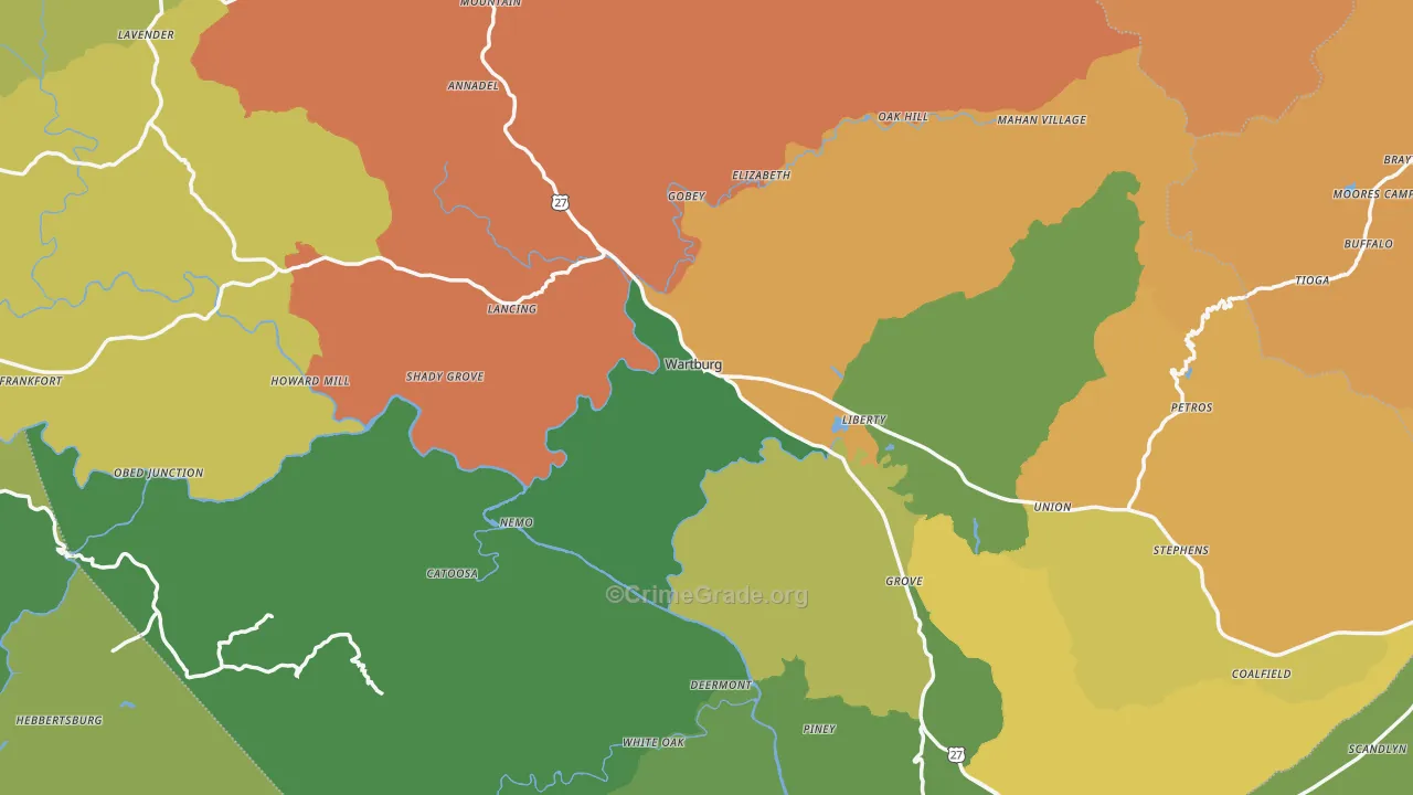 Morgan County, TN Map of Murder Rates