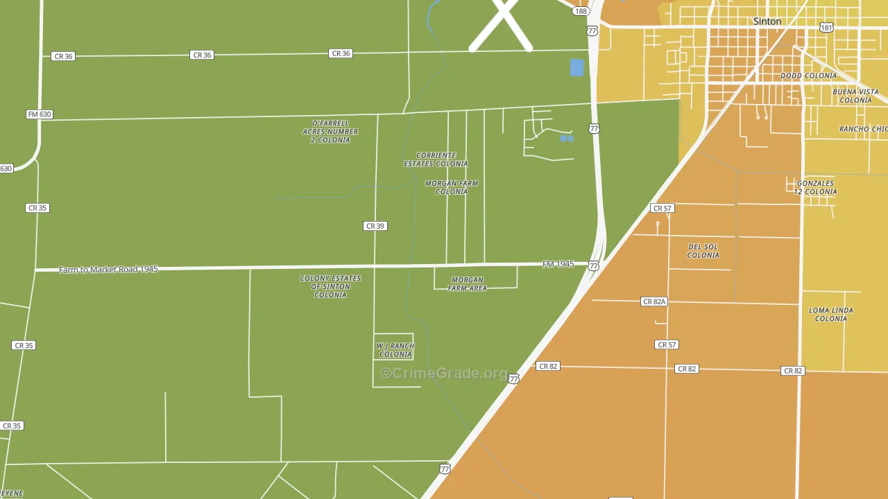 Morgan Farm, TX Map of Murder Rates