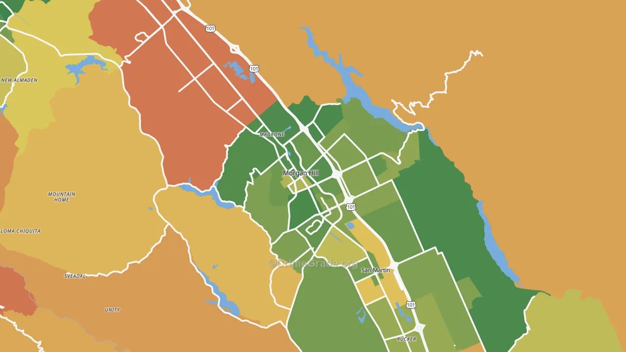 Morgan Hill, CA Map of Murder Rates