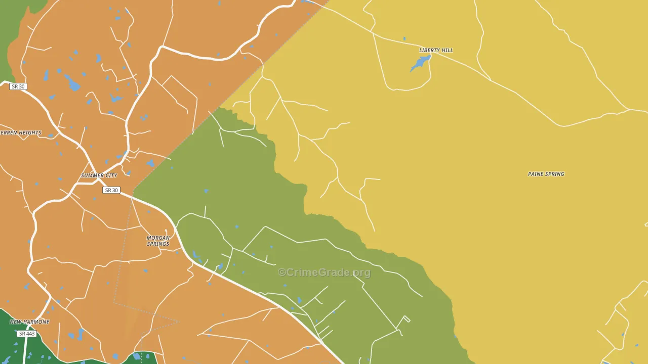 Morgan Springs, TN Map of Murder Rates