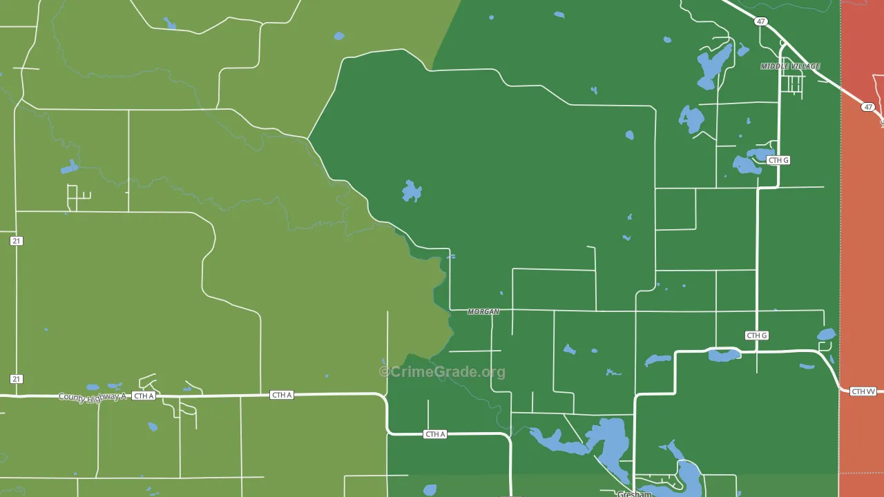 Morgan, WI Map of Murder Rates
