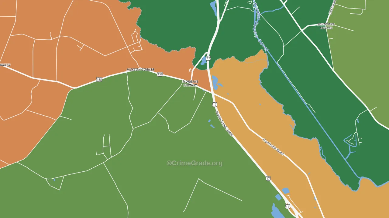 Morgans Corners, NC Map of Murder Rates