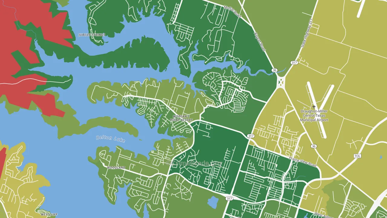 Morgans Point Resort, TX Map of Murder Rates