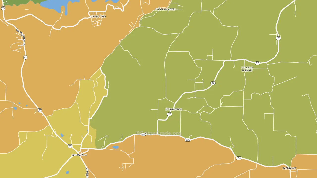 Morganton, AR Map of Murder Rates