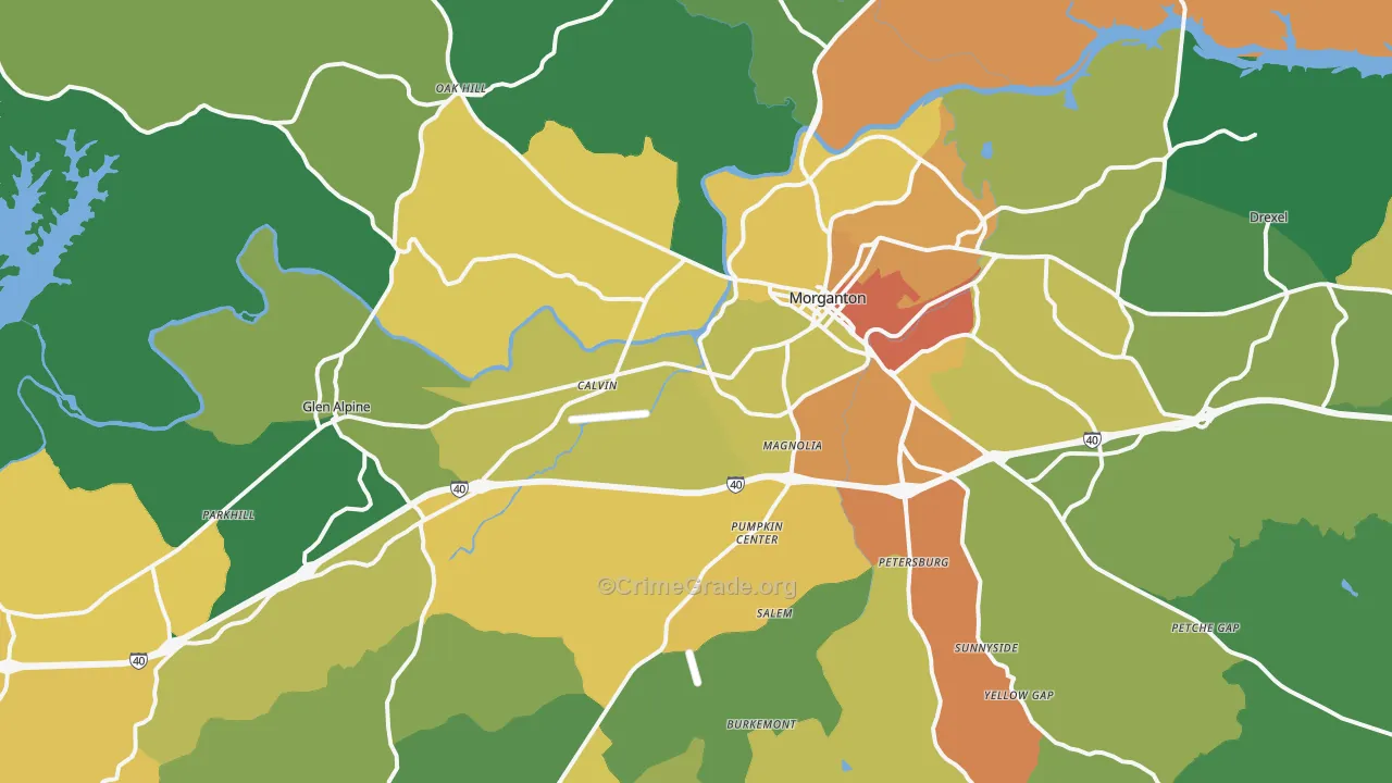 Morganton, NC Map of Murder Rates