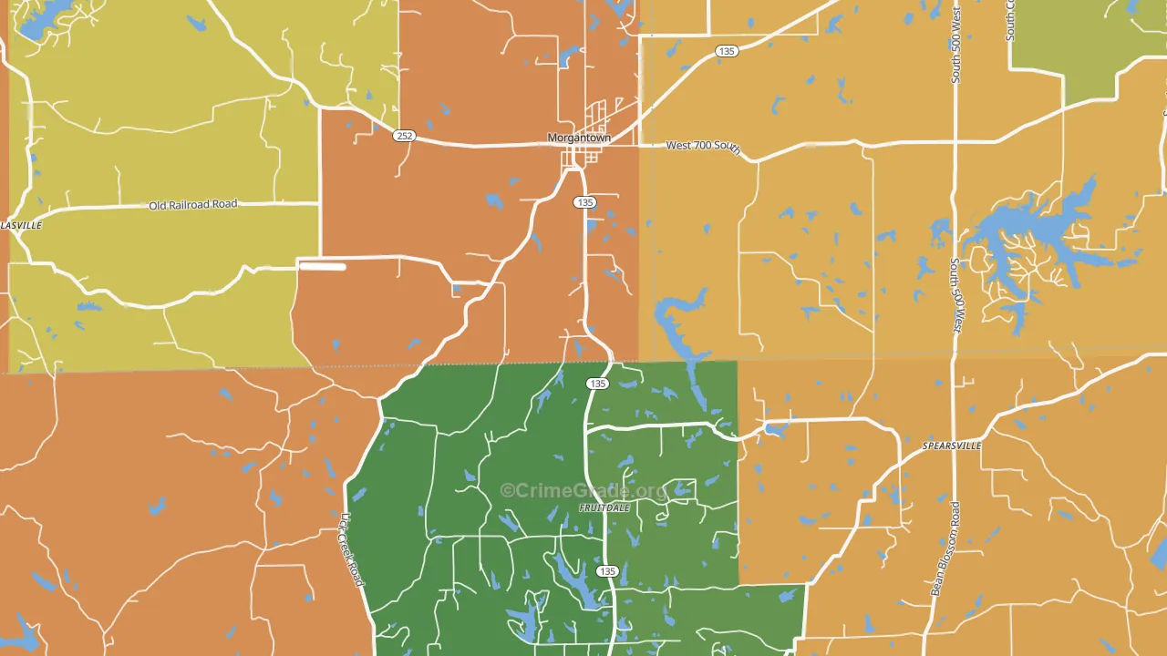 Morgantown, IN Map of Murder Rates