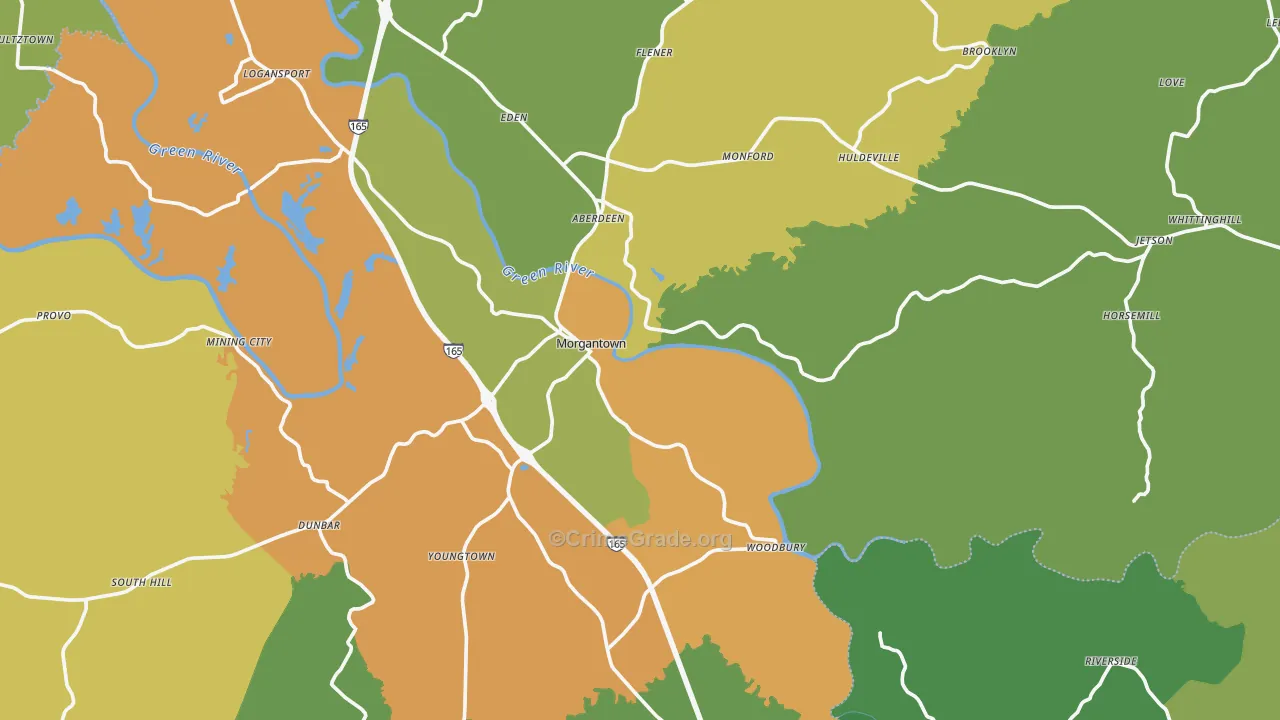 Morgantown, KY Map of Murder Rates