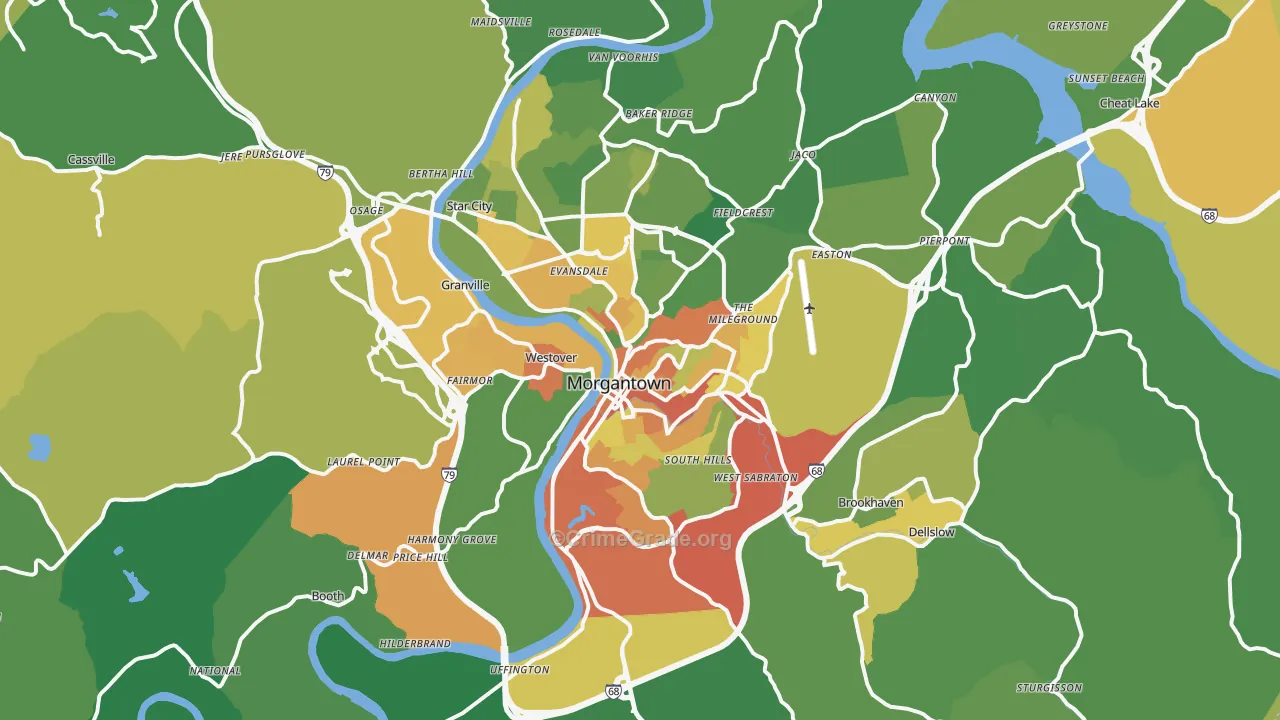Morgantown, WV Map of Murder Rates