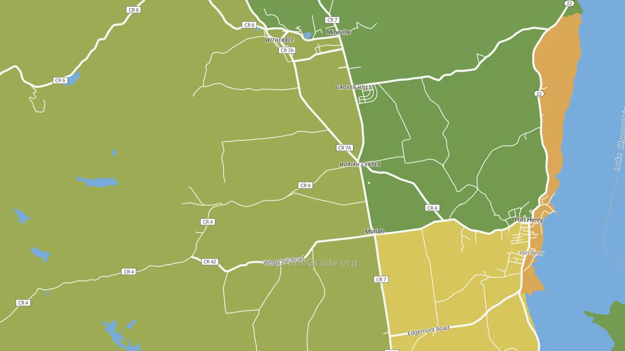 Moriah Center, NY Map of Murder Rates