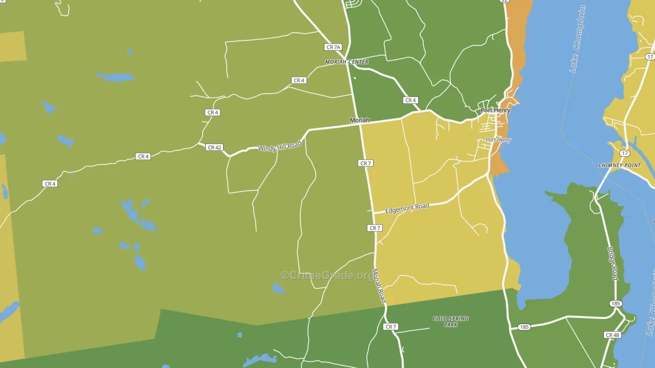 Moriah, NY Map of Murder Rates
