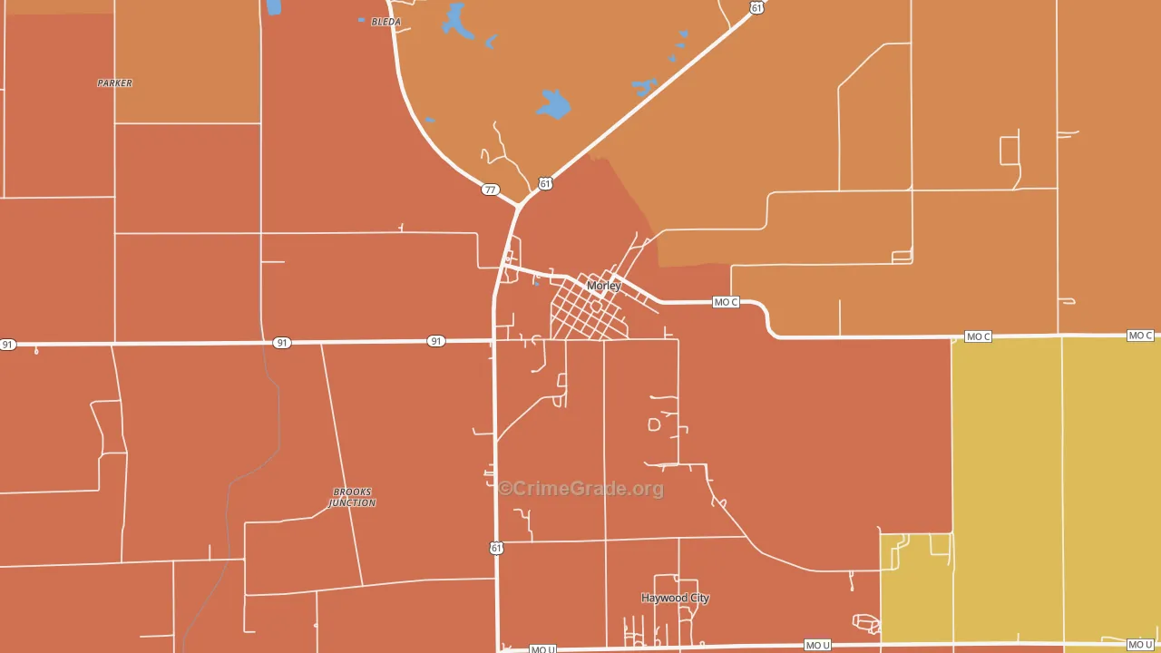 Morley, MO Map of Murder Rates