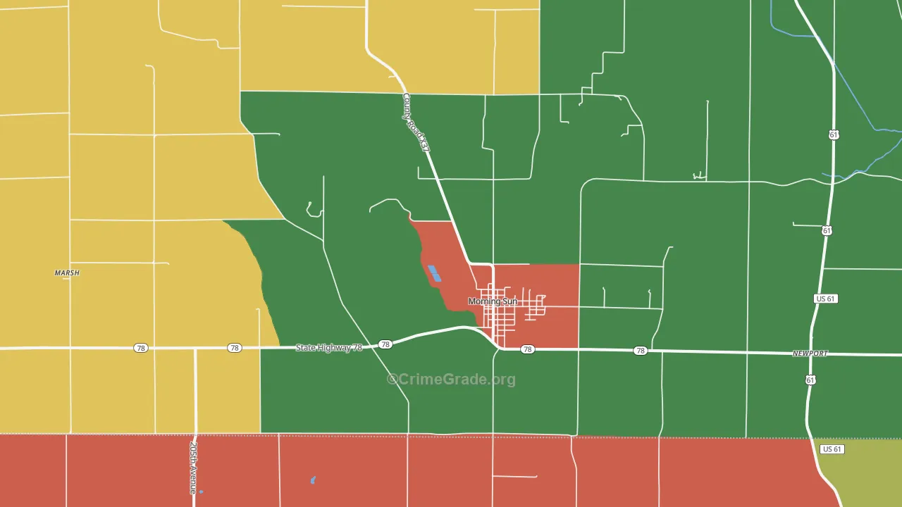 Morning Sun, IA Map of Murder Rates