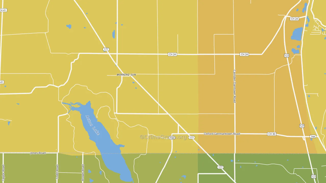 Morning Sun, OH Map of Murder Rates