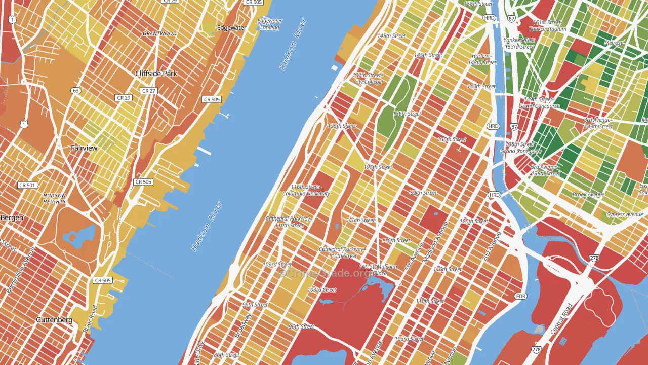 Morningside Heights, Manhattan, NY Map of Murder Rates