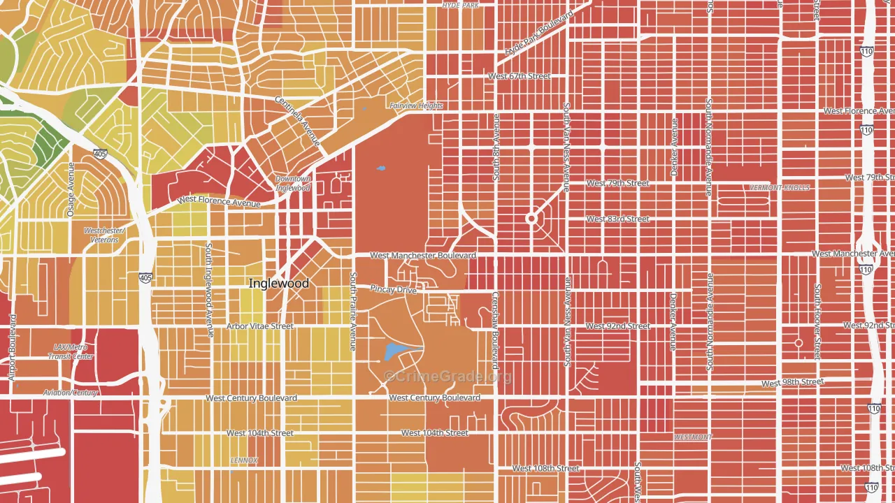 Morningside Park, Inglewood, CA Map of Murder Rates