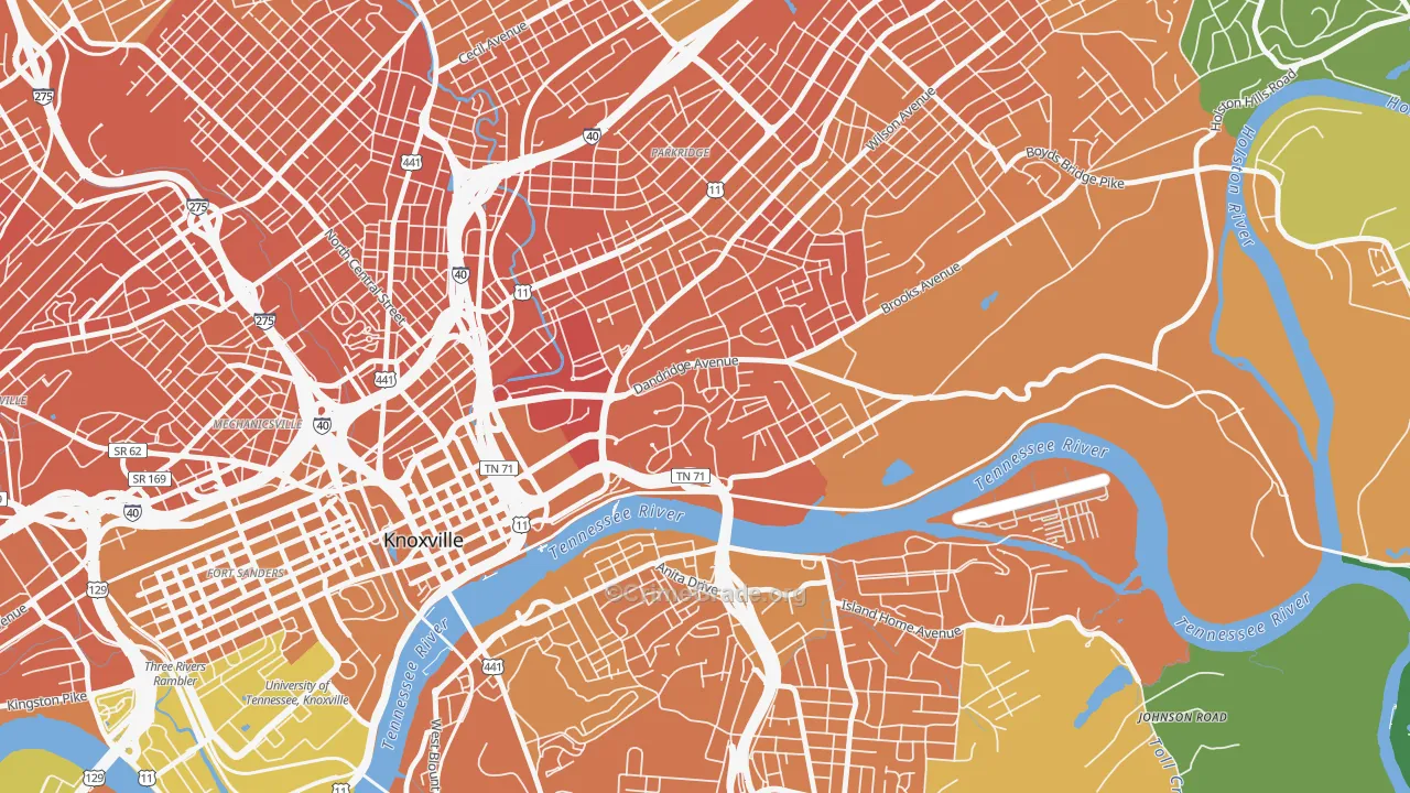 Mornngside, Knoxville, TN Map of Murder Rates