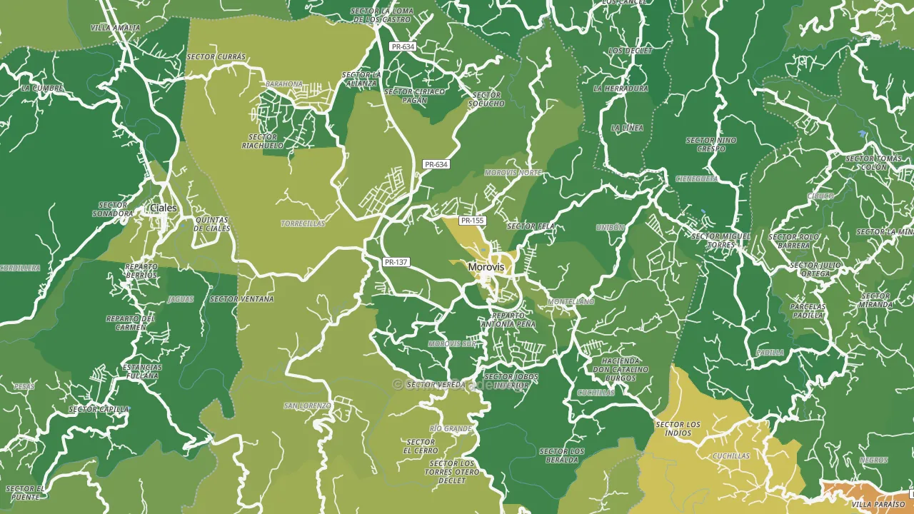 Morovis Municipio, PR Map of Murder Rates