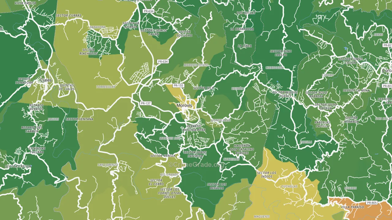 Morovis, PR Map of Murder Rates