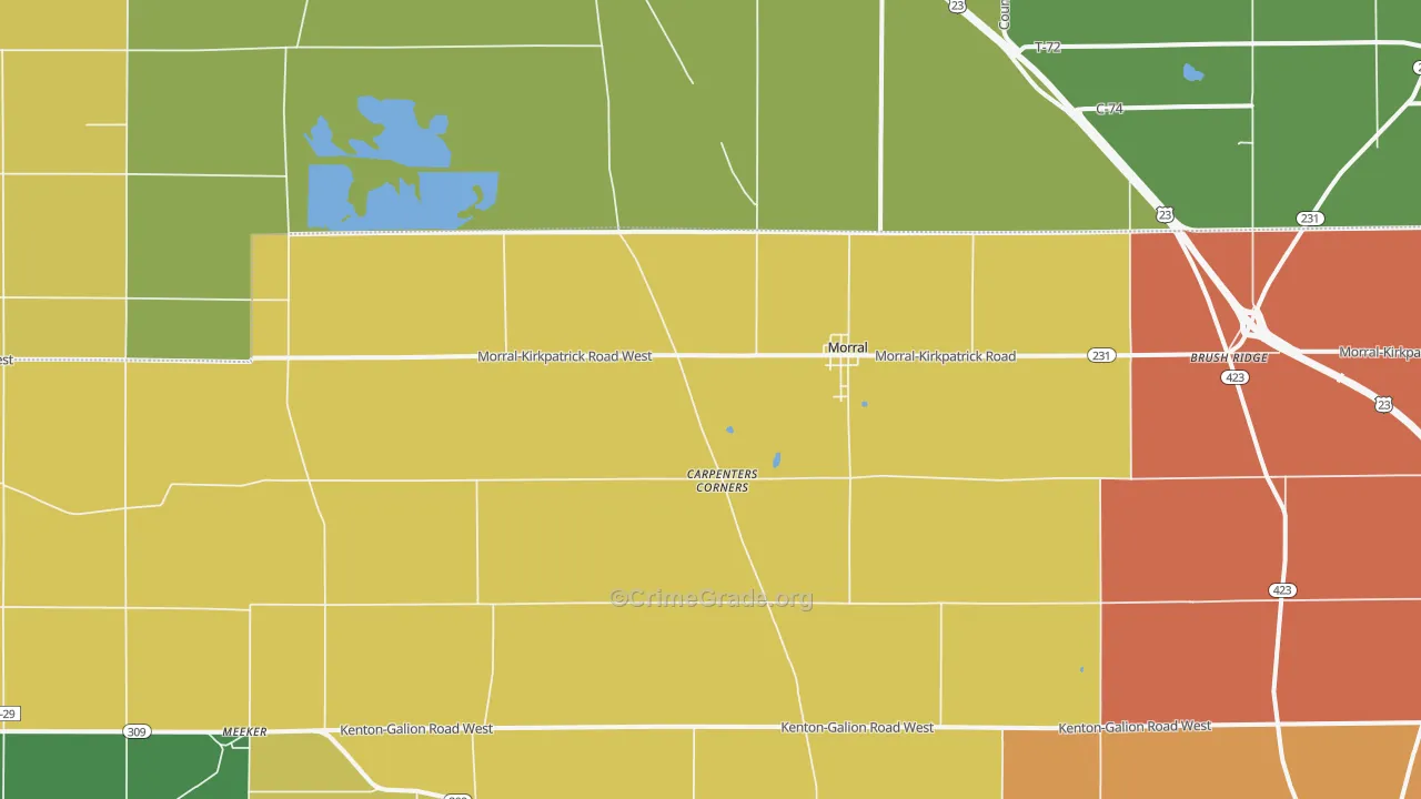 Morral, OH Map of Murder Rates
