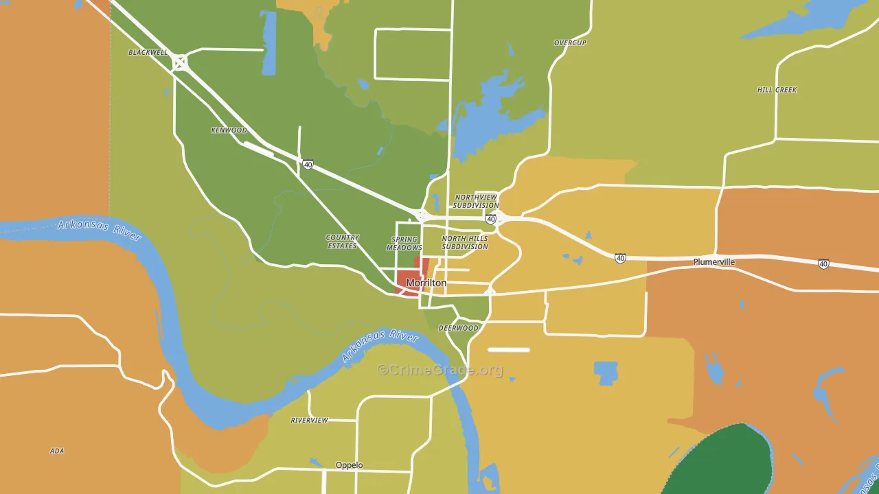 Morrilton, AR Map of Murder Rates