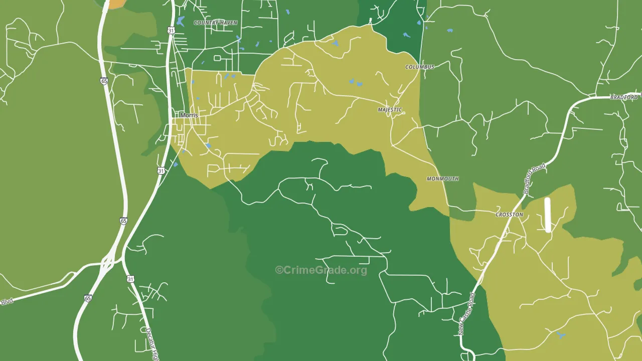 Morris, AL Map of Murder Rates