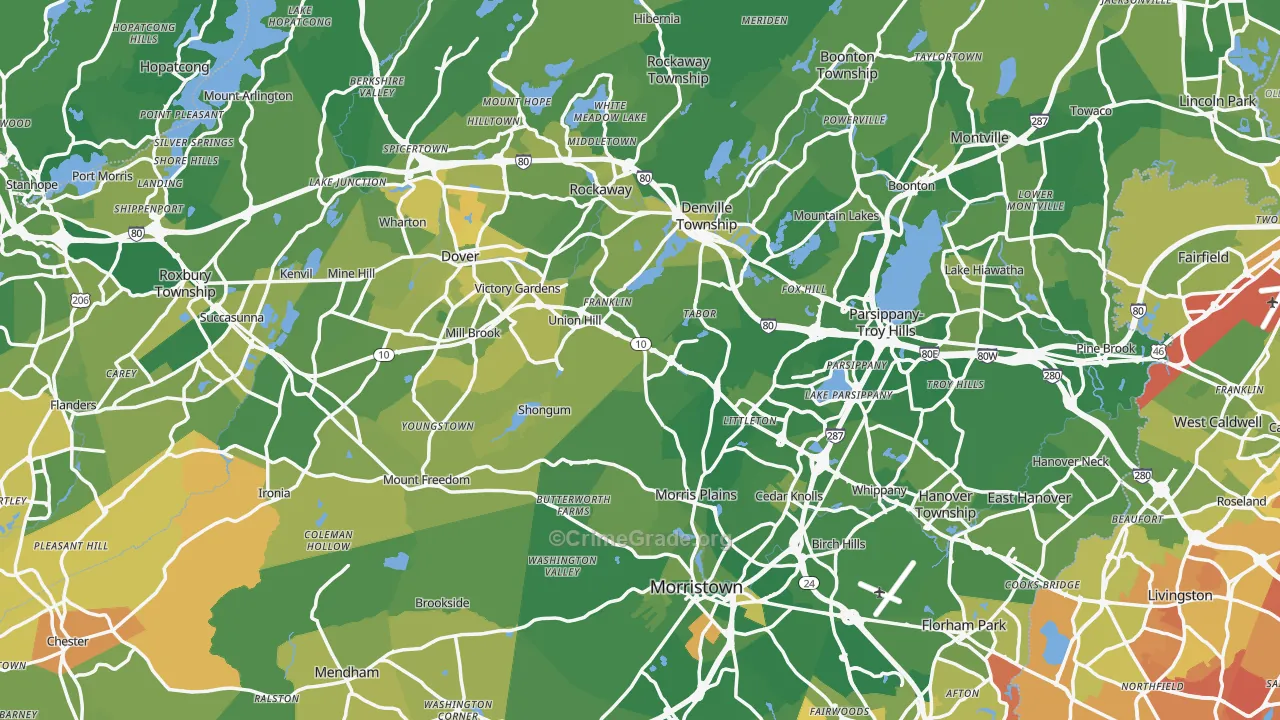 Morris County, NJ Map of Murder Rates