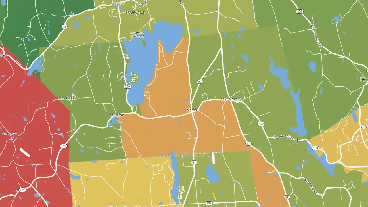 Morris, CT Map of Murder Rates