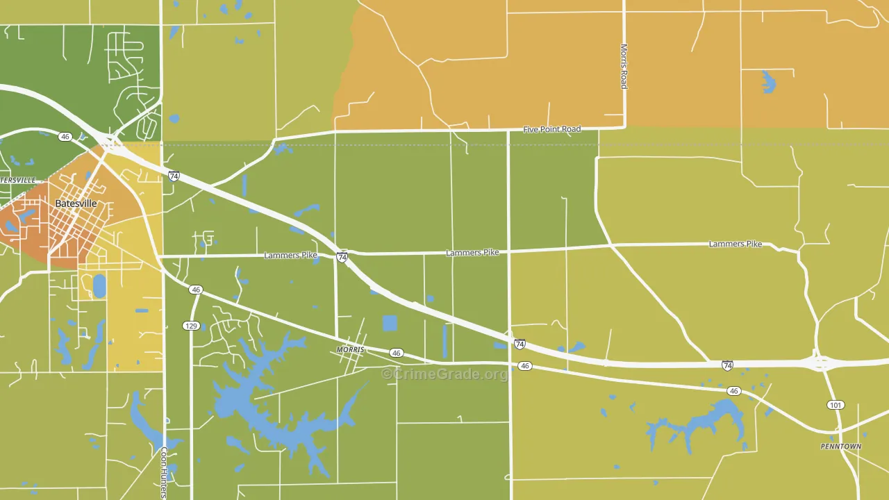 Morris, IN Map of Murder Rates
