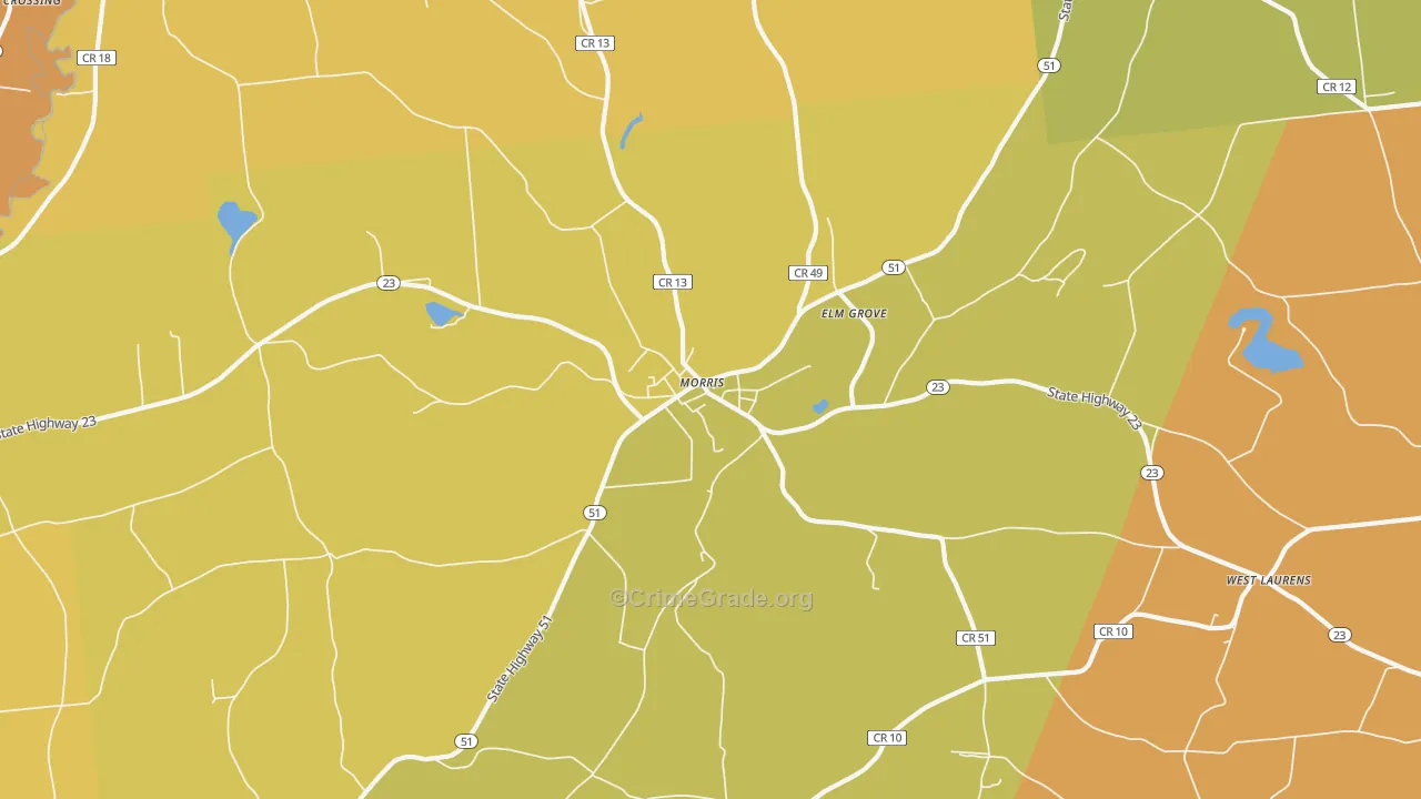 Morris, NY Map of Murder Rates