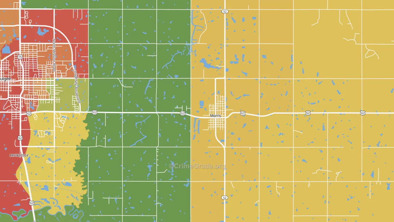 Morris, OK Map of Murder Rates