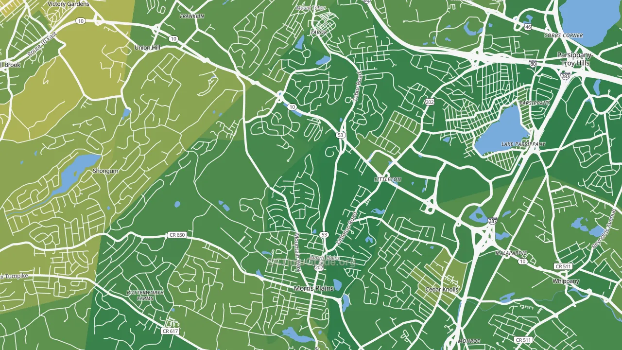 Morris Plains, NJ Map of Murder Rates