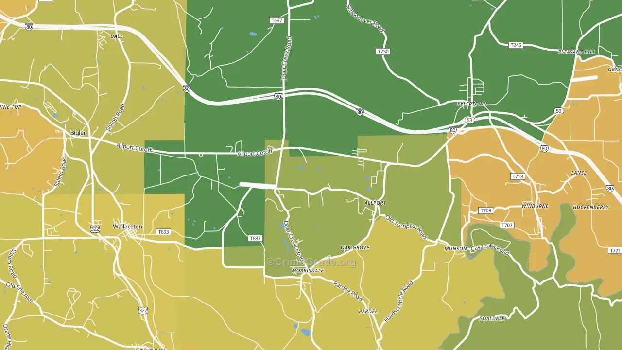 Morrisdale, PA Map of Murder Rates