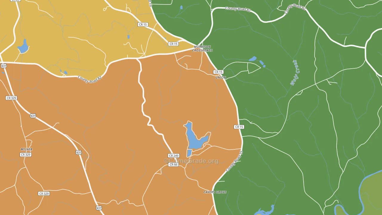 Morrison Crossroads, AL Map of Murder Rates