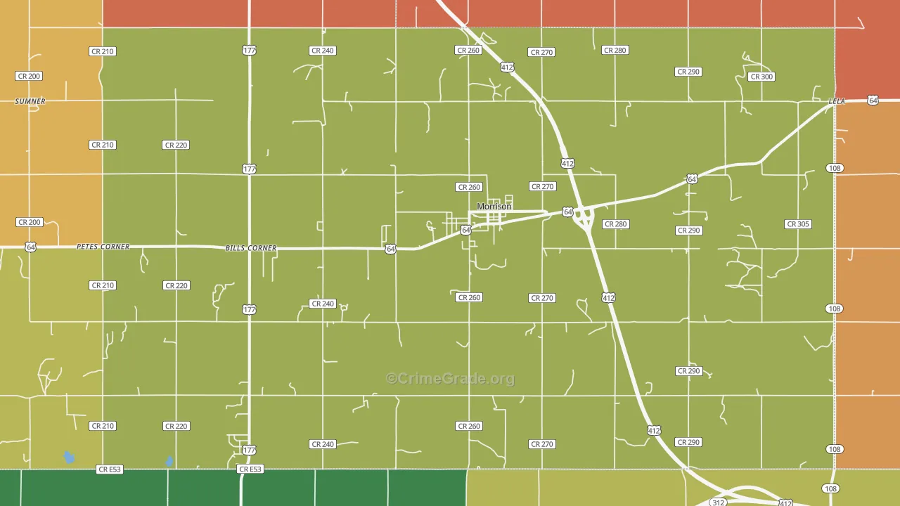 Morrison, OK Map of Murder Rates