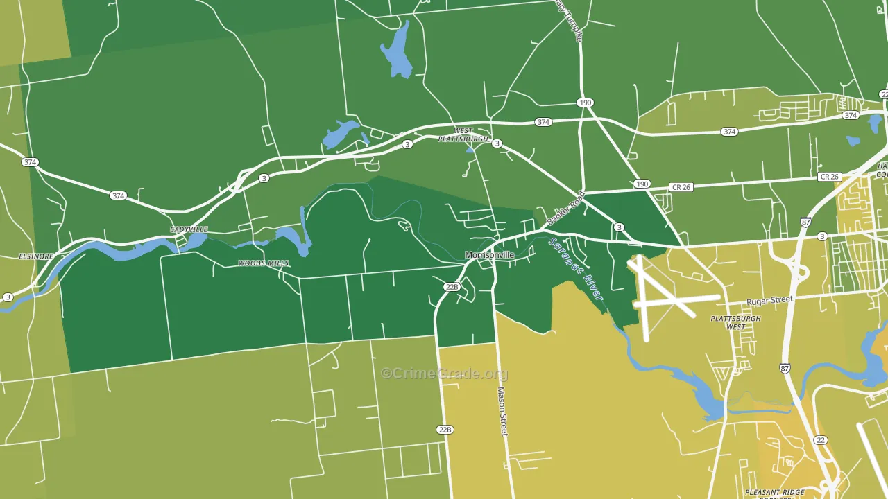 Morrisonville, NY Map of Murder Rates