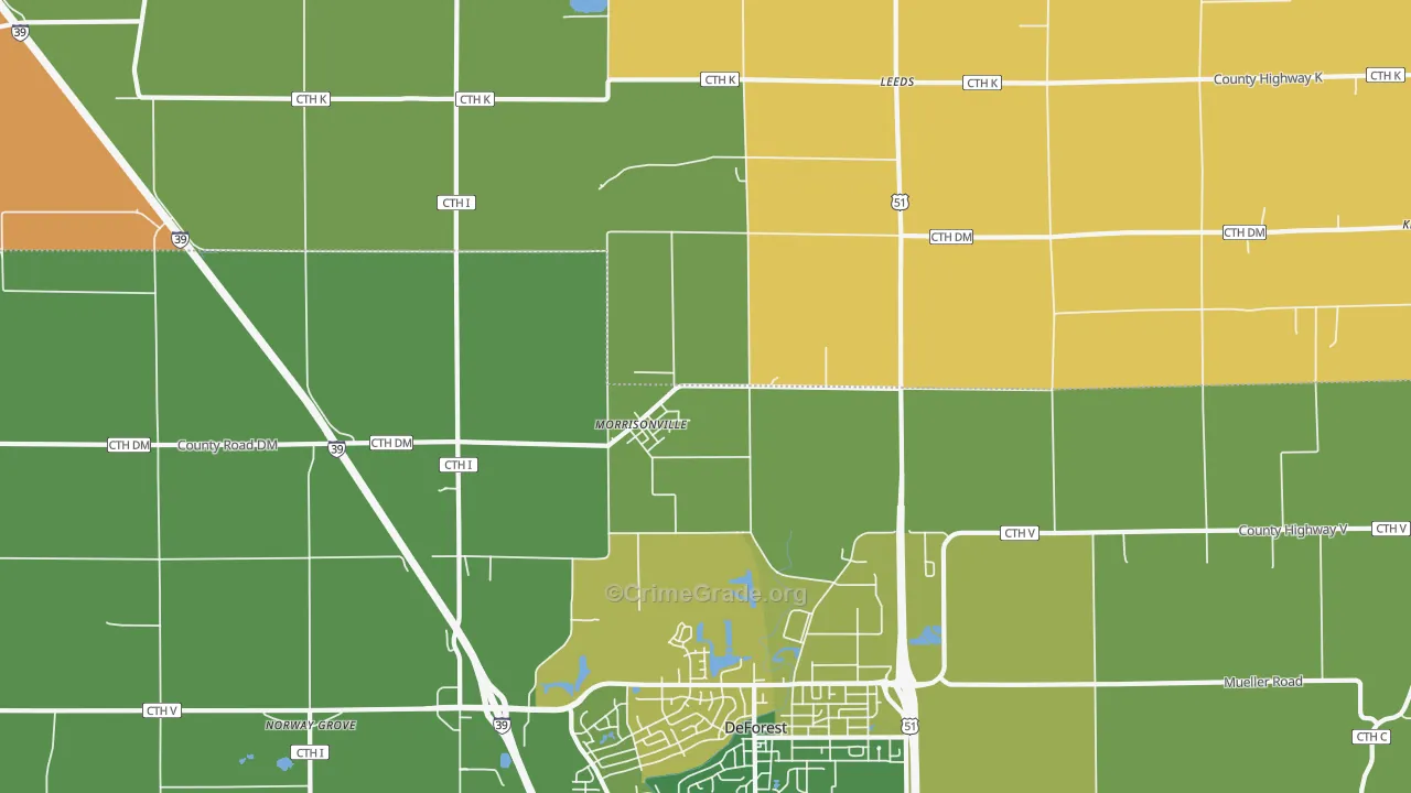 Morrisonville, WI Map of Murder Rates