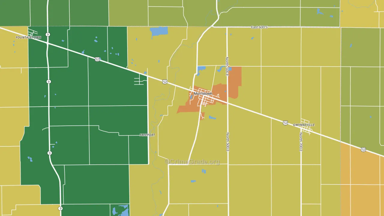 Morristown, IN Map of Murder Rates