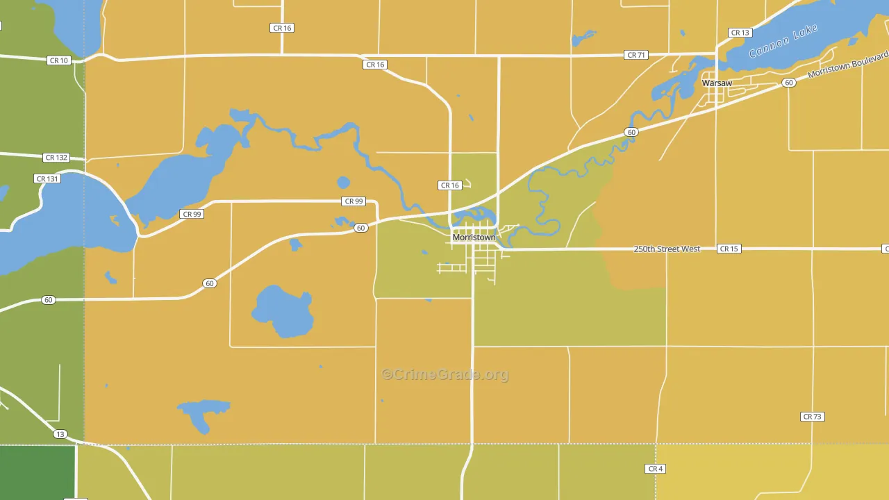 Morristown, MN Map of Murder Rates
