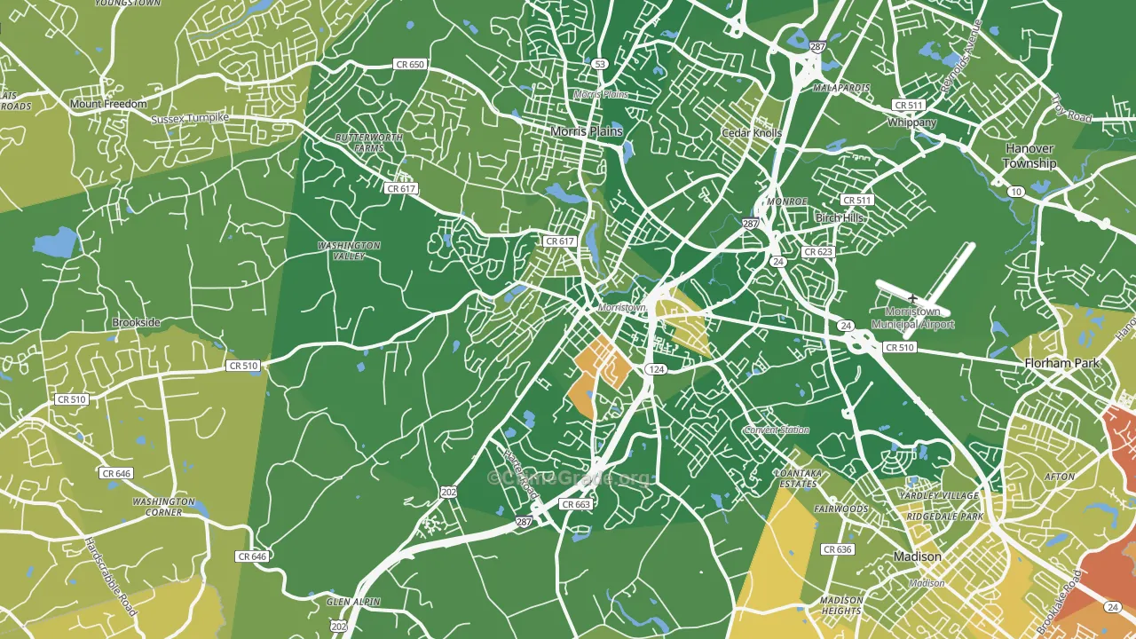 Morristown, NJ Map of Murder Rates