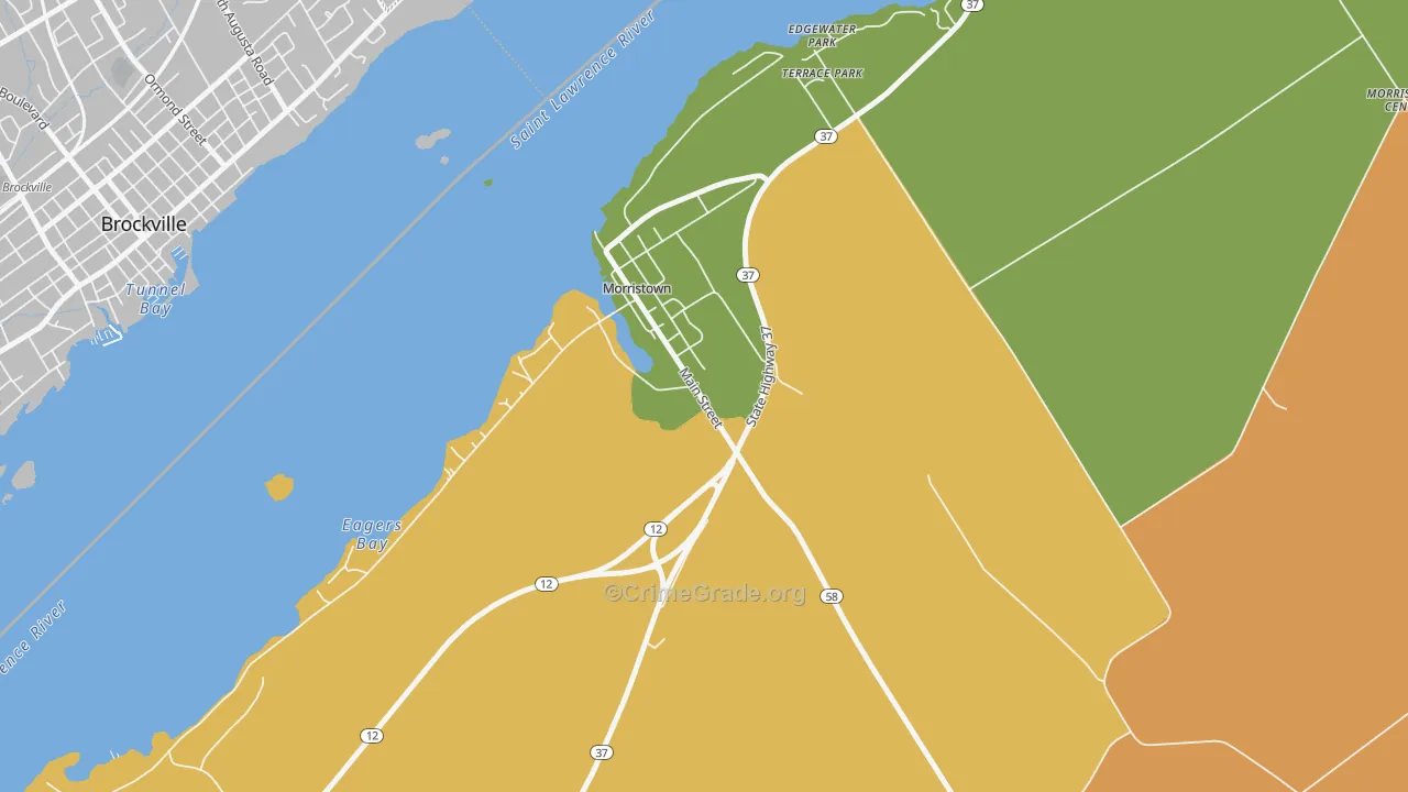 Morristown, NY Map of Murder Rates