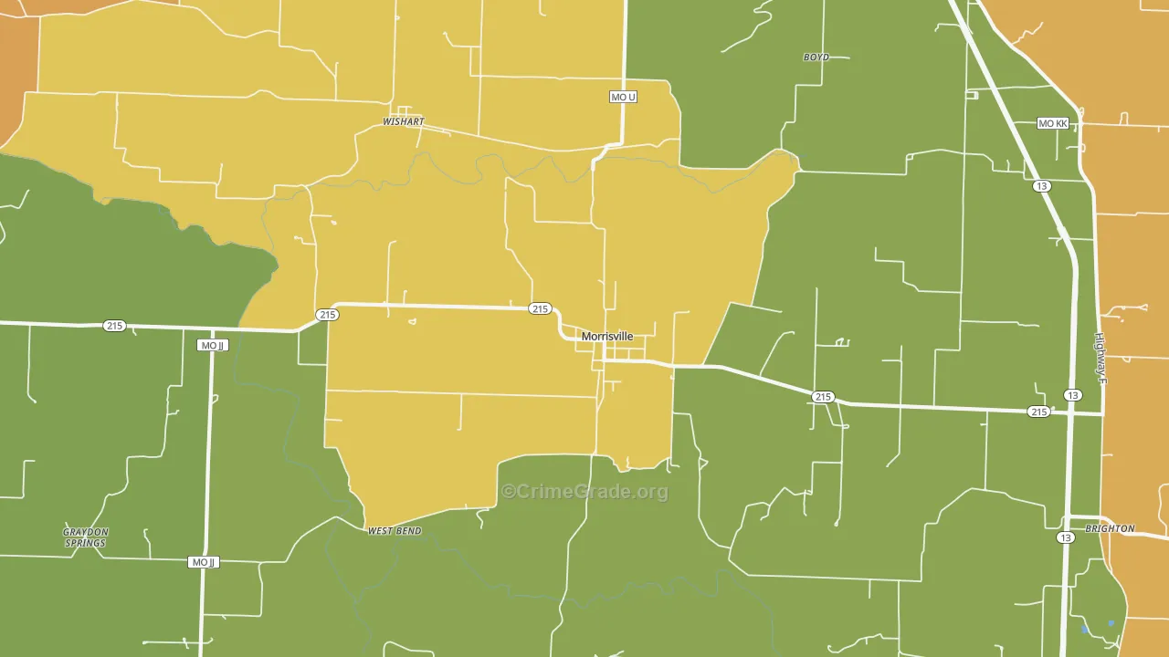 Morrisville, MO Map of Murder Rates