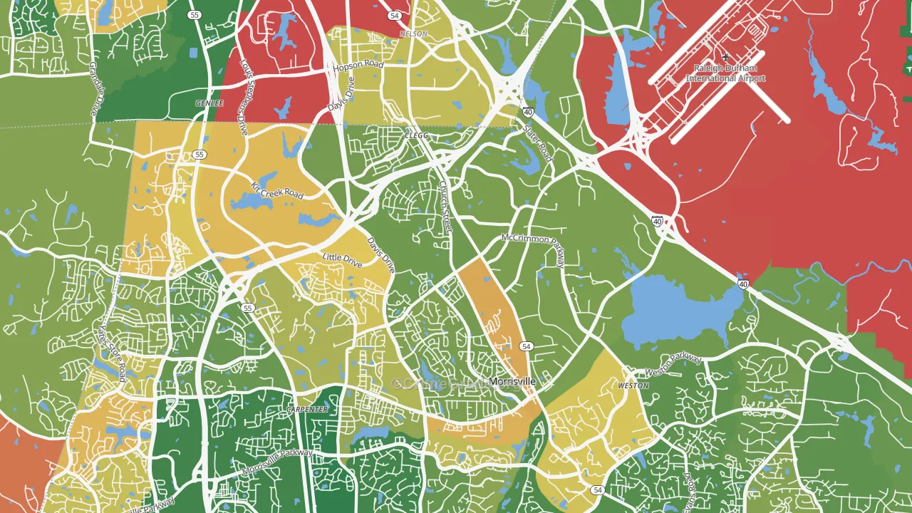 Morrisville, NC Map of Murder Rates