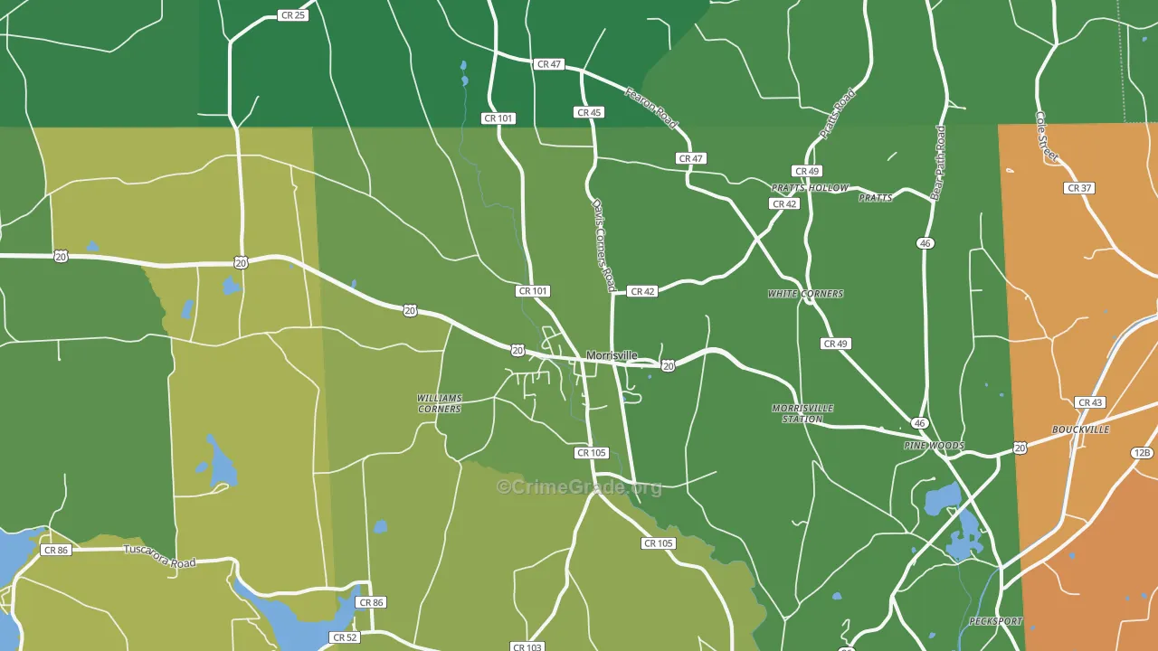Morrisville, NY Map of Murder Rates