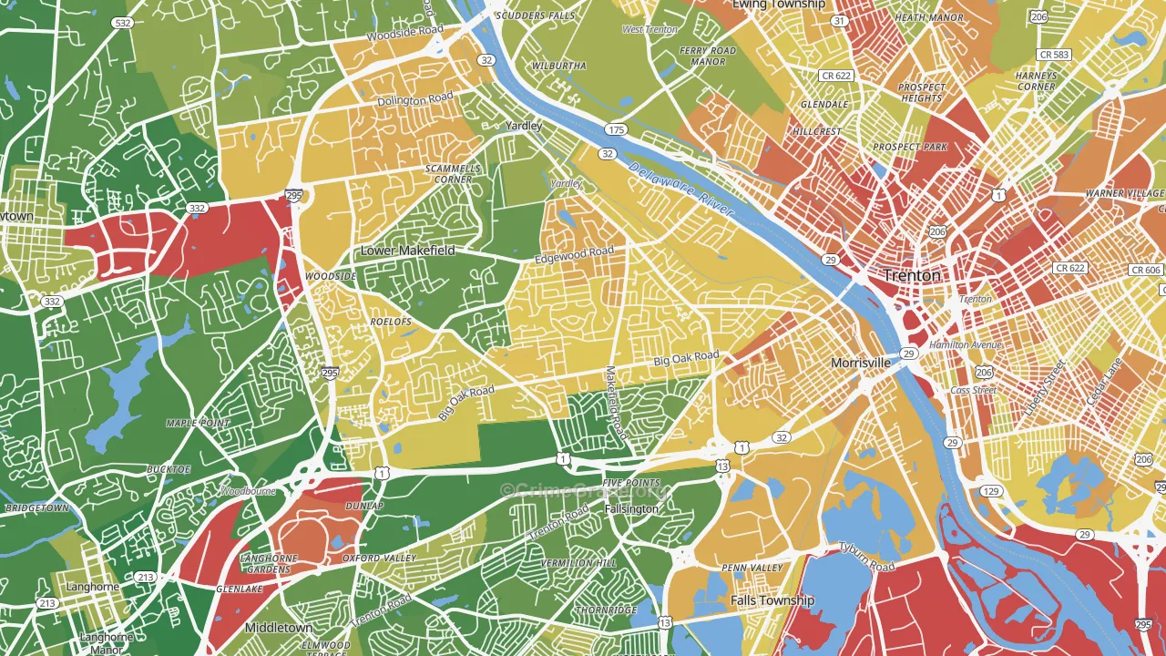 Morrisville, PA Map of Murder Rates