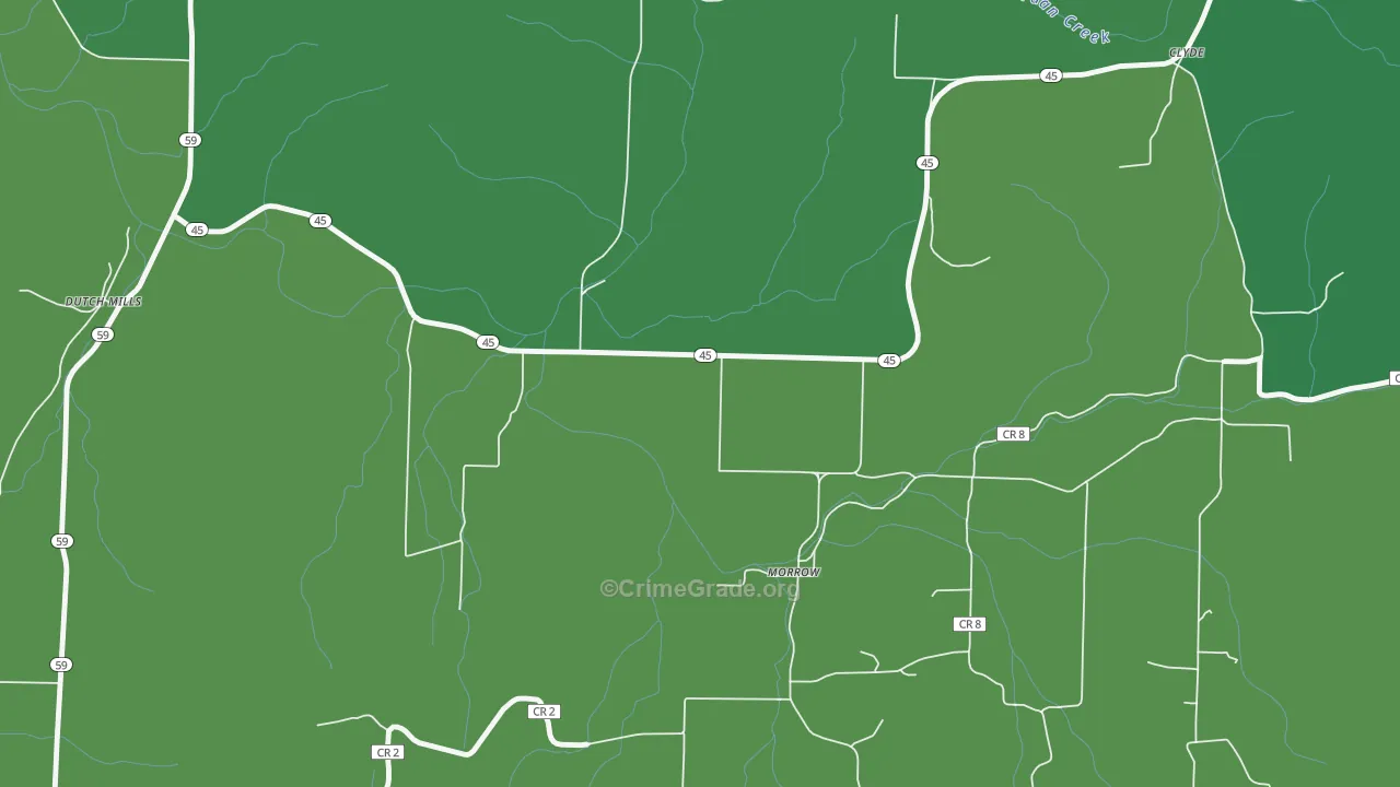Morrow, AR Map of Murder Rates