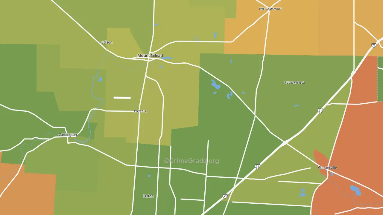 Morrow County, OH Map of Murder Rates