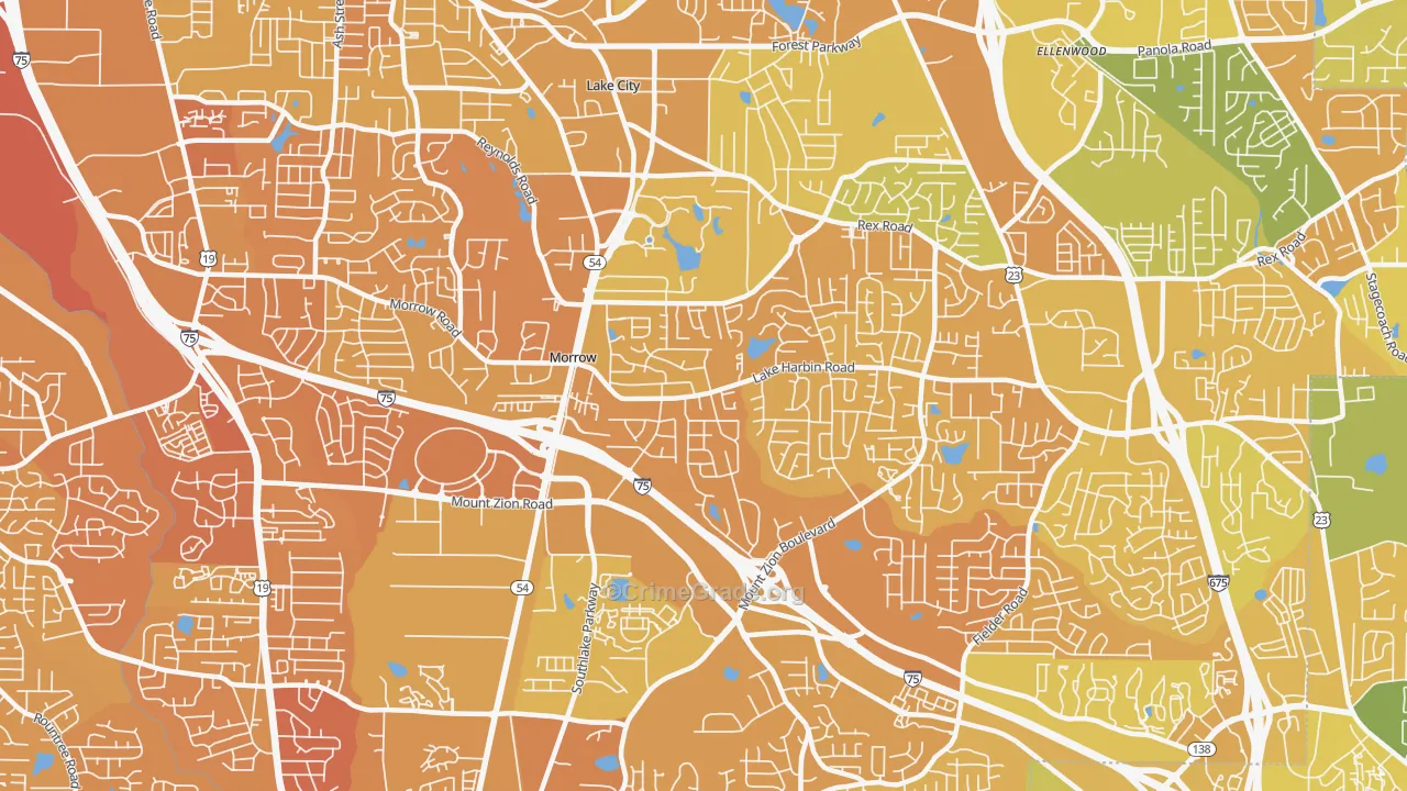 Morrow, GA Map of Murder Rates