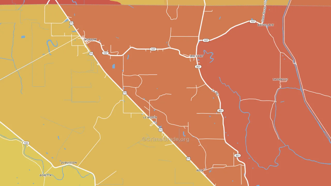 Morrow, LA Map of Murder Rates
